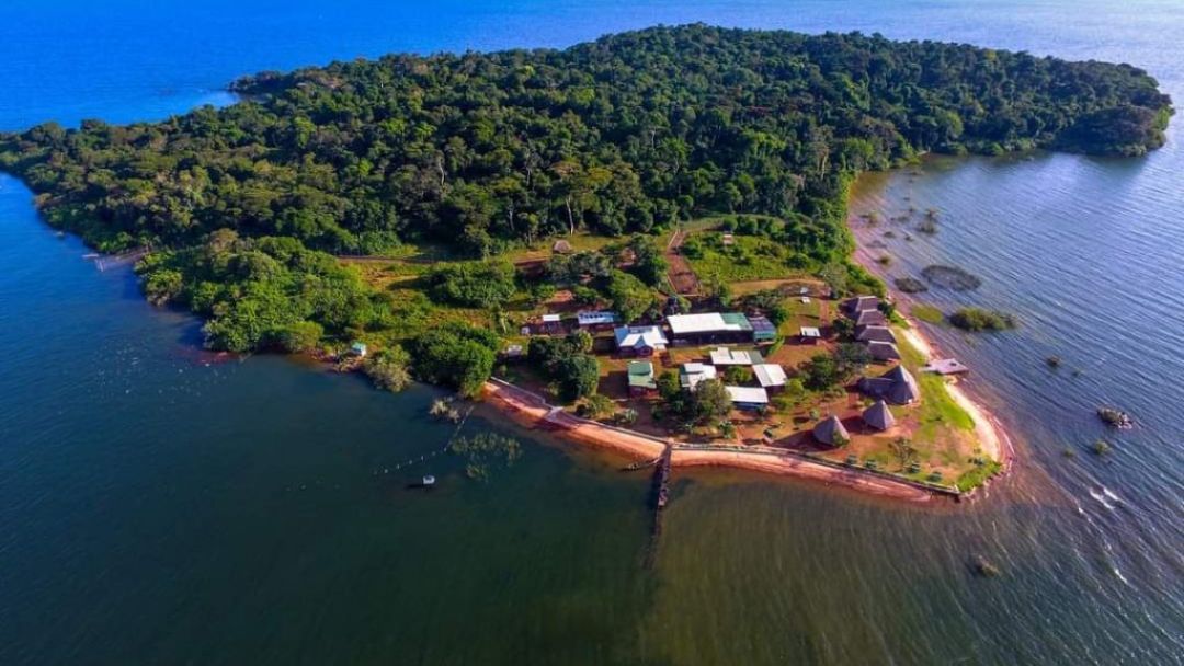 Lakefront resort and island views